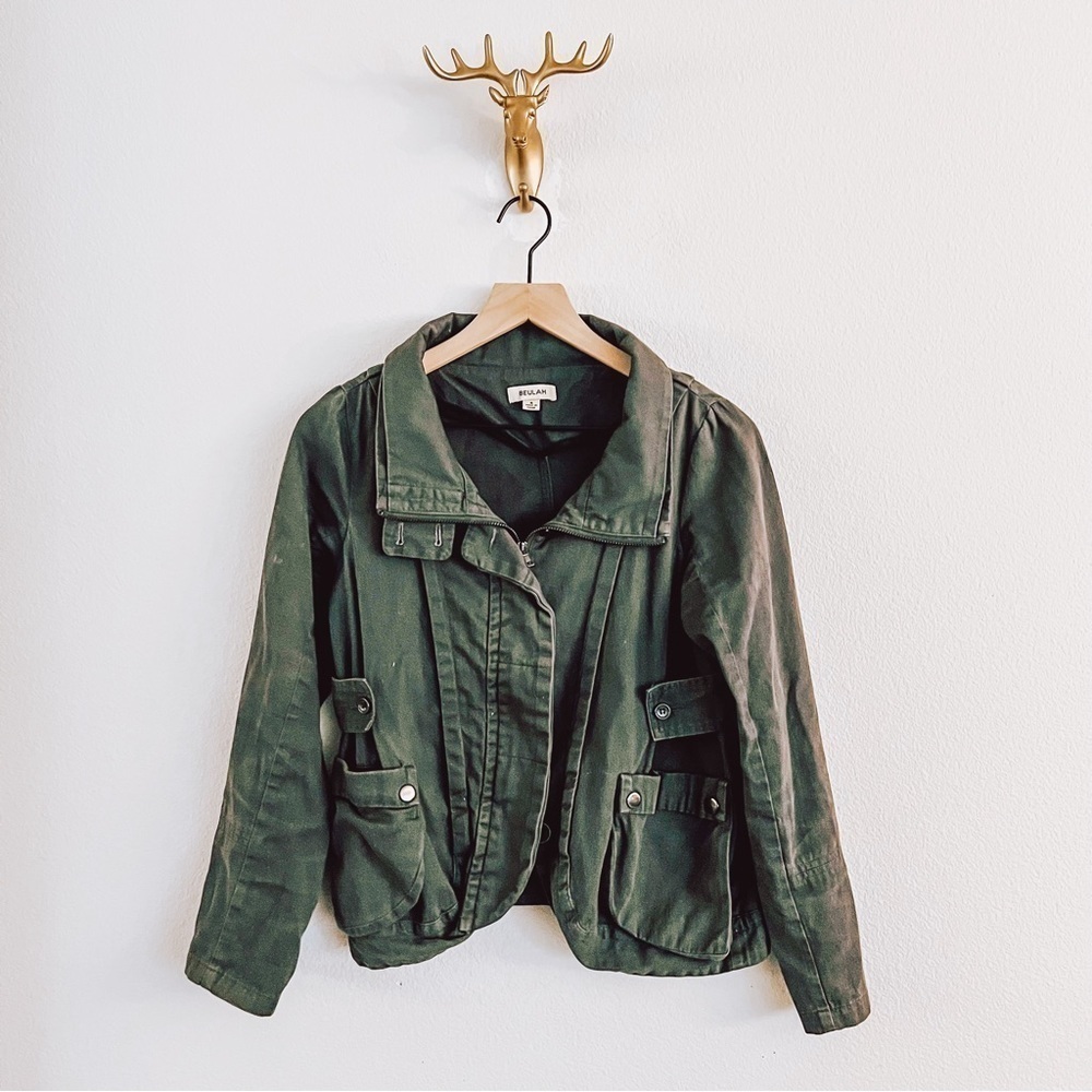 Beulah Women's Army Green Button Front Jacket Size Small